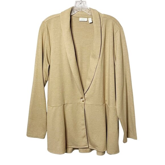 LOGO Lounge By Lorie Goldstein Tan Cardigan Women’s Sz XL Single Button Closure - Picture 1 of 6